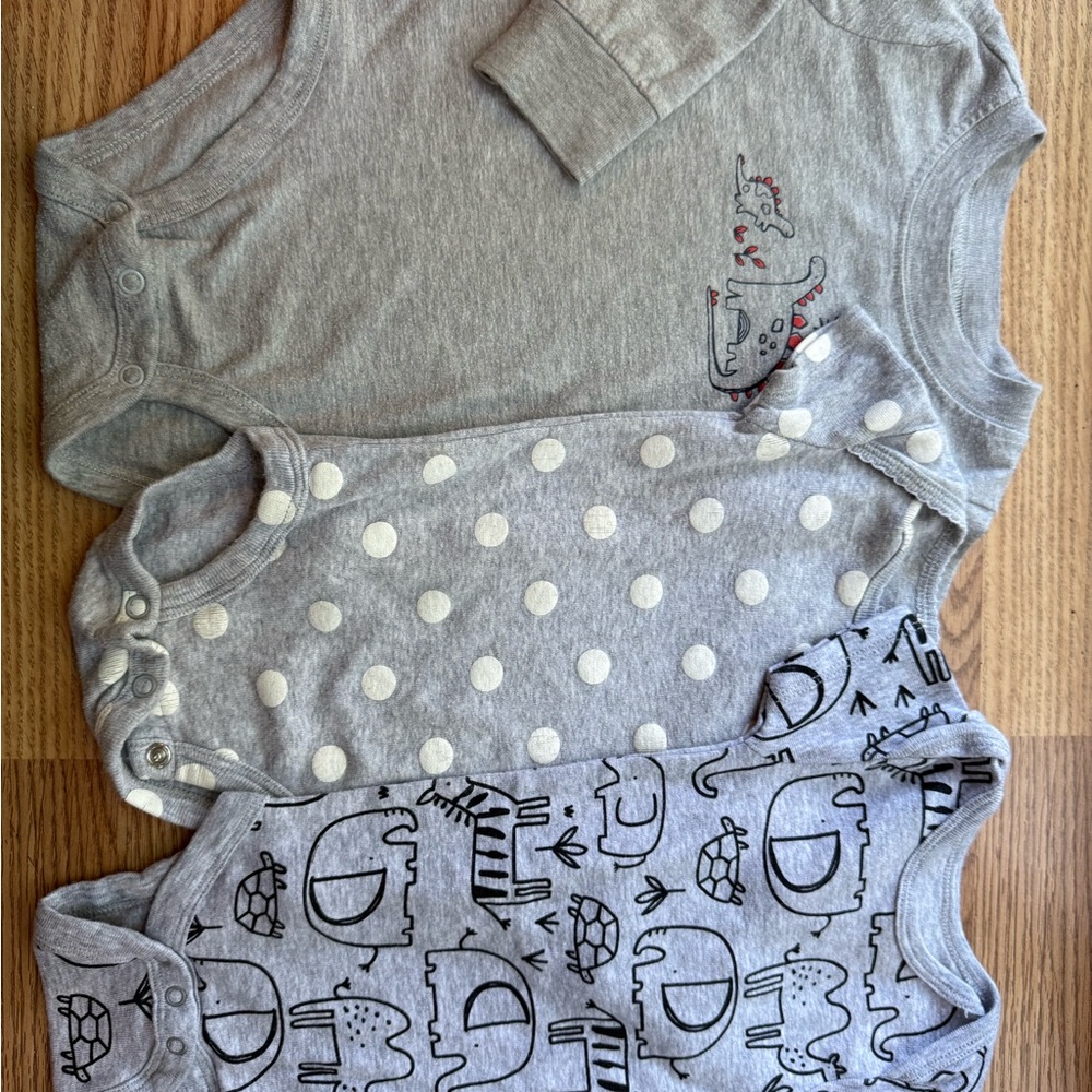 Three Grey Onesies